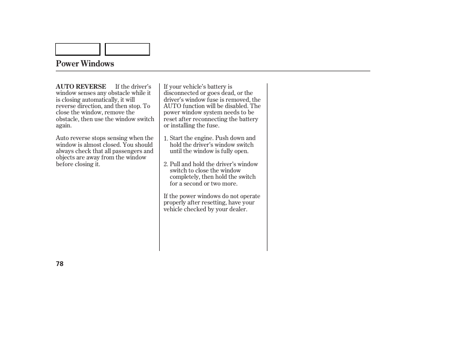 Power windows | Acura 2006 RSX - Owner's Manual User Manual | Page 79 / 255