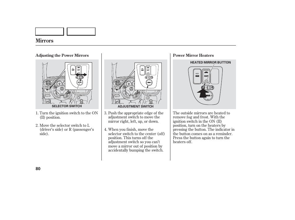 Mirrors | Acura 2006 RSX - Owner's Manual User Manual | Page 81 / 255