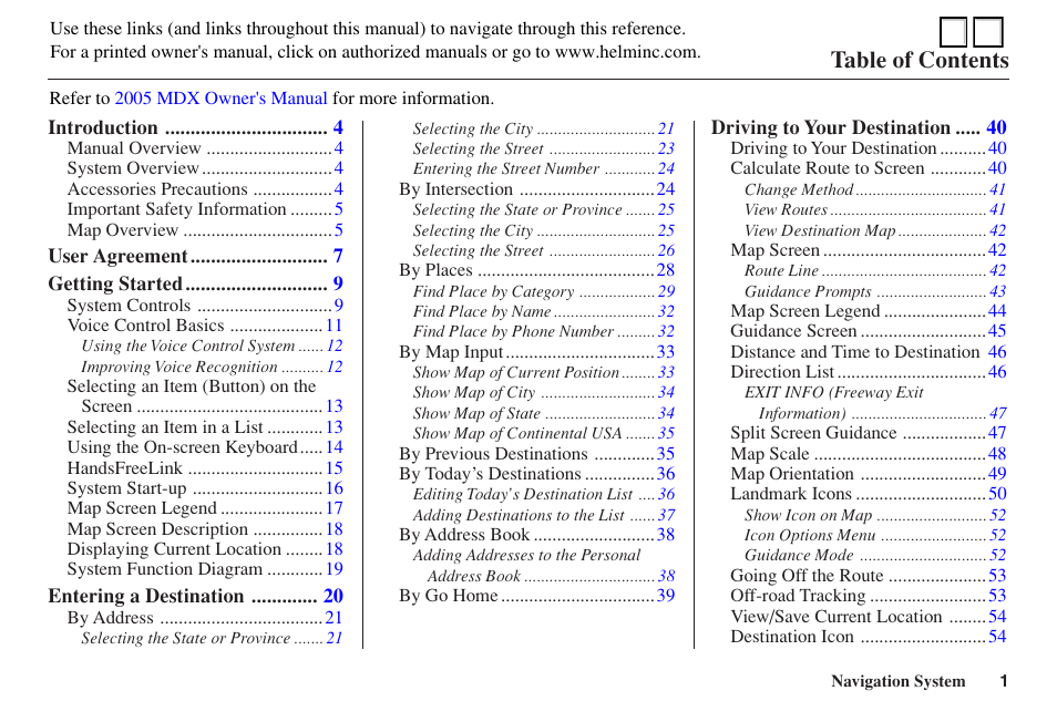 Acura 2005 MDX - Navigation Manual User Manual | 3 pages