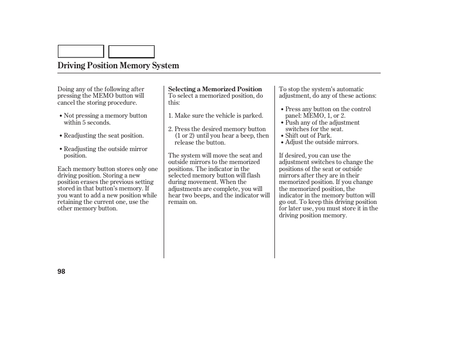 Acura 2005 MDX - Owner's Manual User Manual | Page 100 / 312