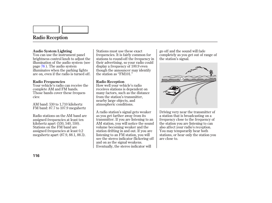 Radio reception | Acura 2005 MDX - Owner's Manual User Manual | Page 118 / 312