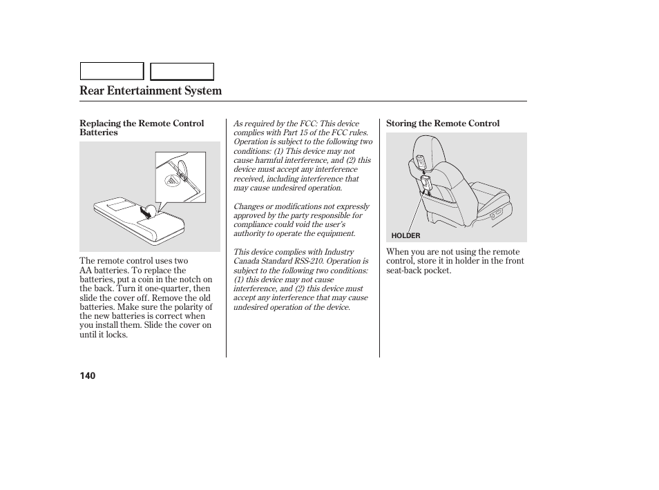 Rear entertainment system | Acura 2005 MDX - Owner's Manual User Manual | Page 142 / 312