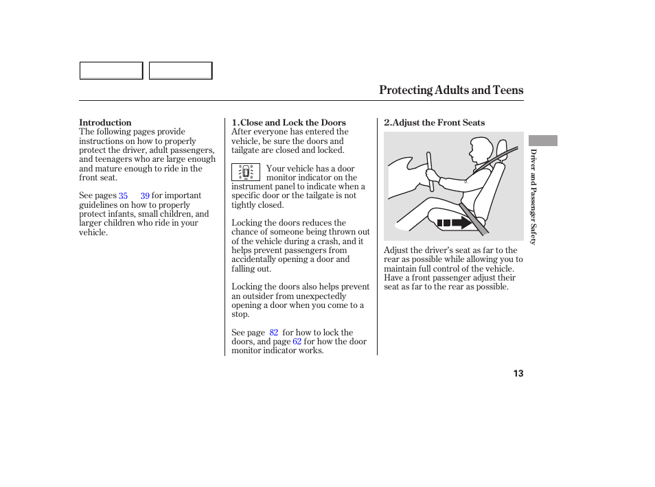 Protecting adults and teens | Acura 2005 MDX - Owner's Manual User Manual | Page 15 / 312