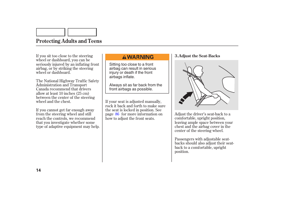 Protecting adults and teens | Acura 2005 MDX - Owner's Manual User Manual | Page 16 / 312