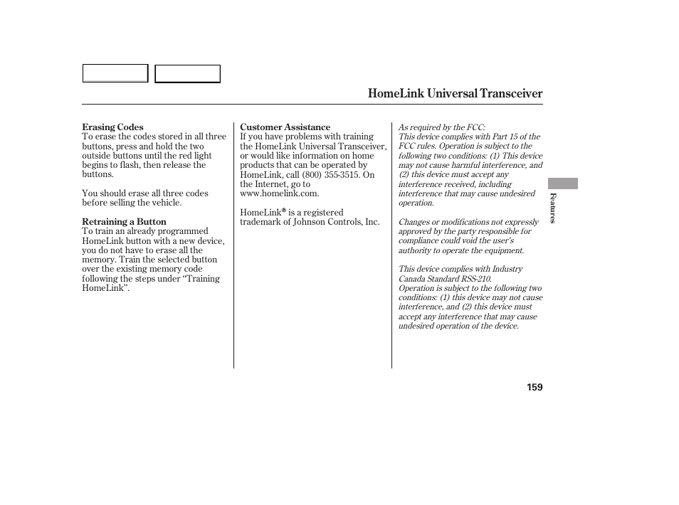 Homelink universal transceiver | Acura 2005 MDX - Owner's Manual User Manual | Page 161 / 312