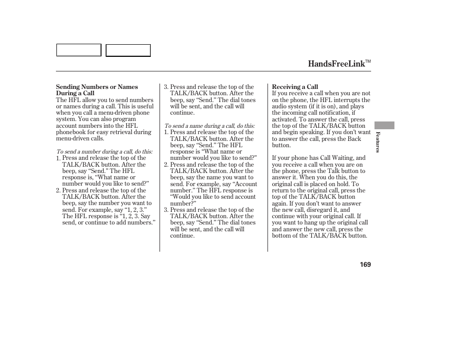 Handsfreelink | Acura 2005 MDX - Owner's Manual User Manual | Page 171 / 312