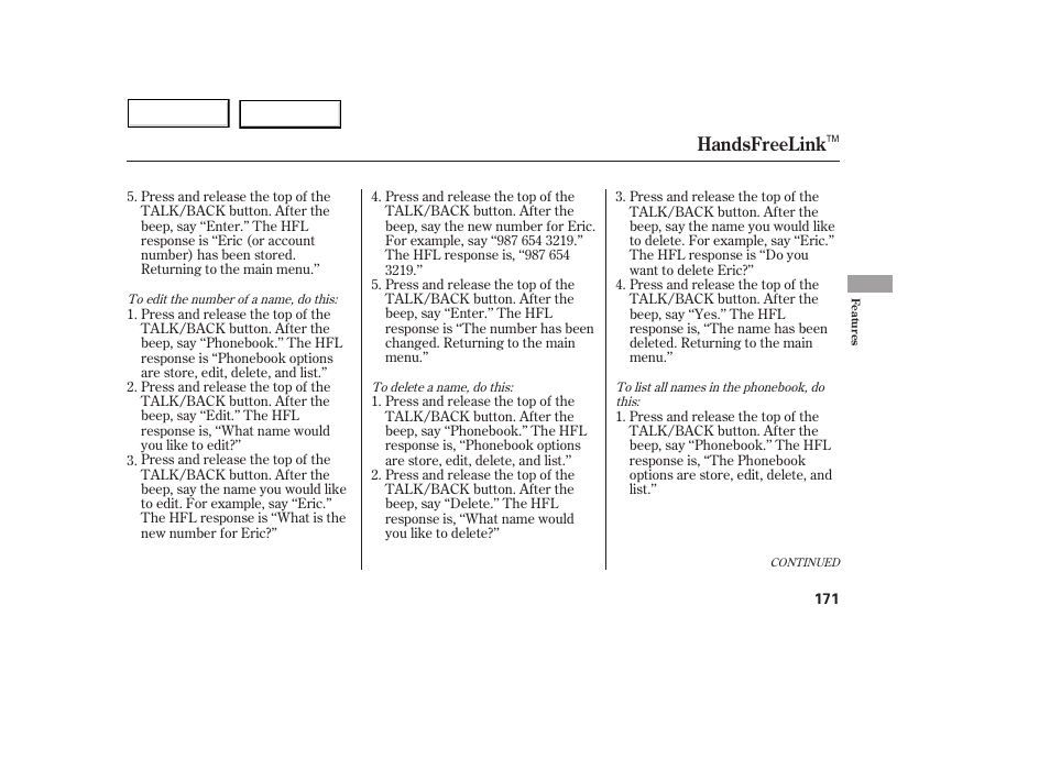 Handsfreelink | Acura 2005 MDX - Owner's Manual User Manual | Page 173 / 312
