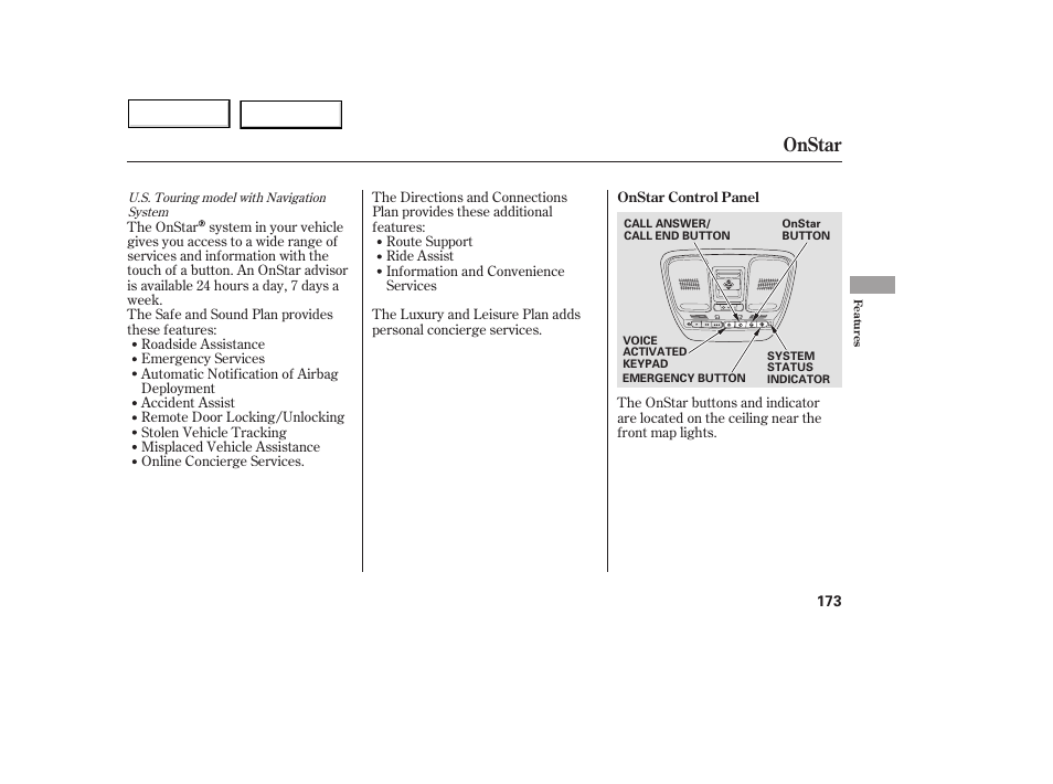 Onstar | Acura 2005 MDX - Owner's Manual User Manual | Page 175 / 312