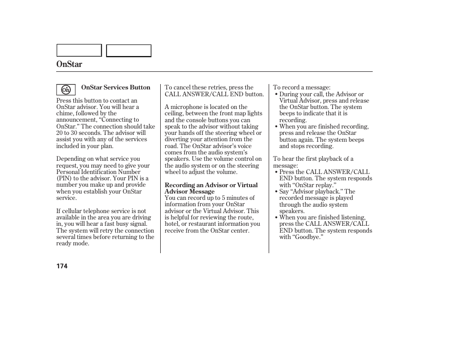 Onstar | Acura 2005 MDX - Owner's Manual User Manual | Page 176 / 312