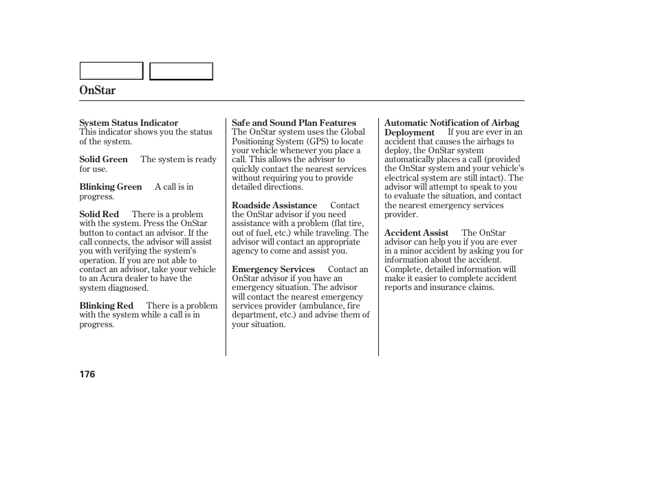 Onstar | Acura 2005 MDX - Owner's Manual User Manual | Page 178 / 312