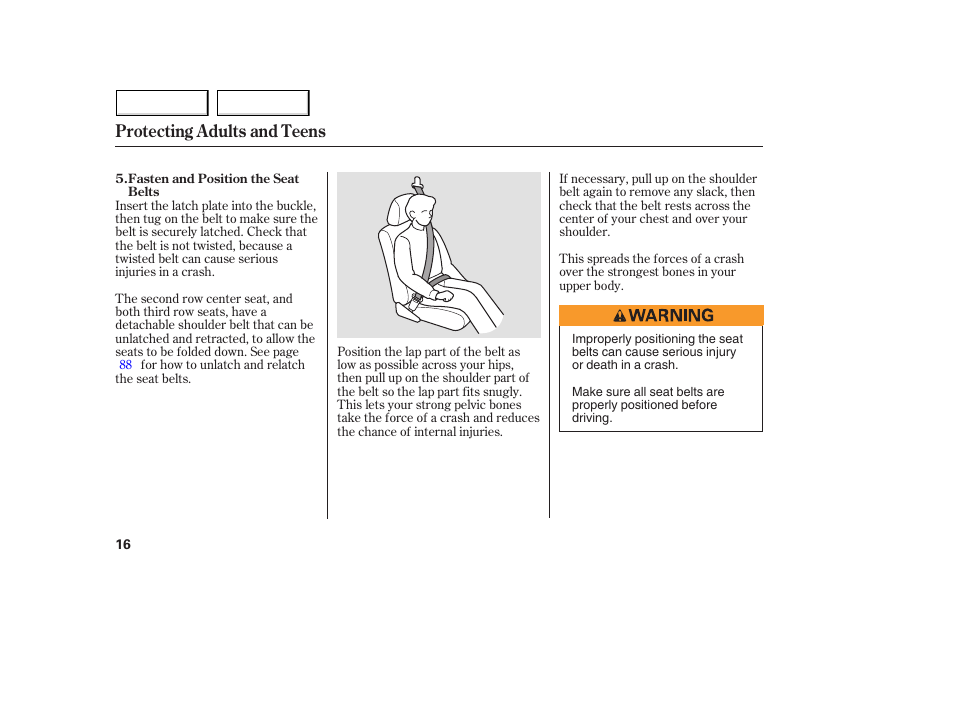 Protecting adults and teens | Acura 2005 MDX - Owner's Manual User Manual | Page 18 / 312
