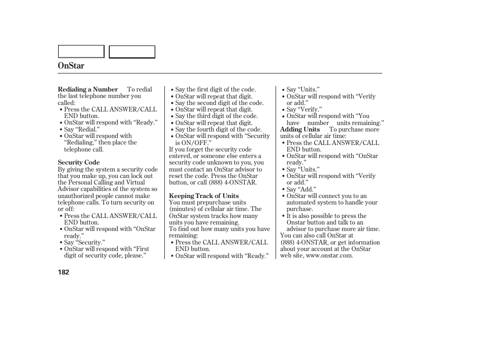 Onstar | Acura 2005 MDX - Owner's Manual User Manual | Page 184 / 312