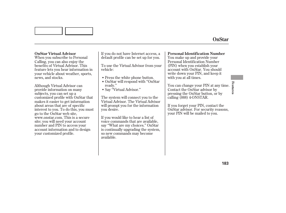 Onstar | Acura 2005 MDX - Owner's Manual User Manual | Page 185 / 312
