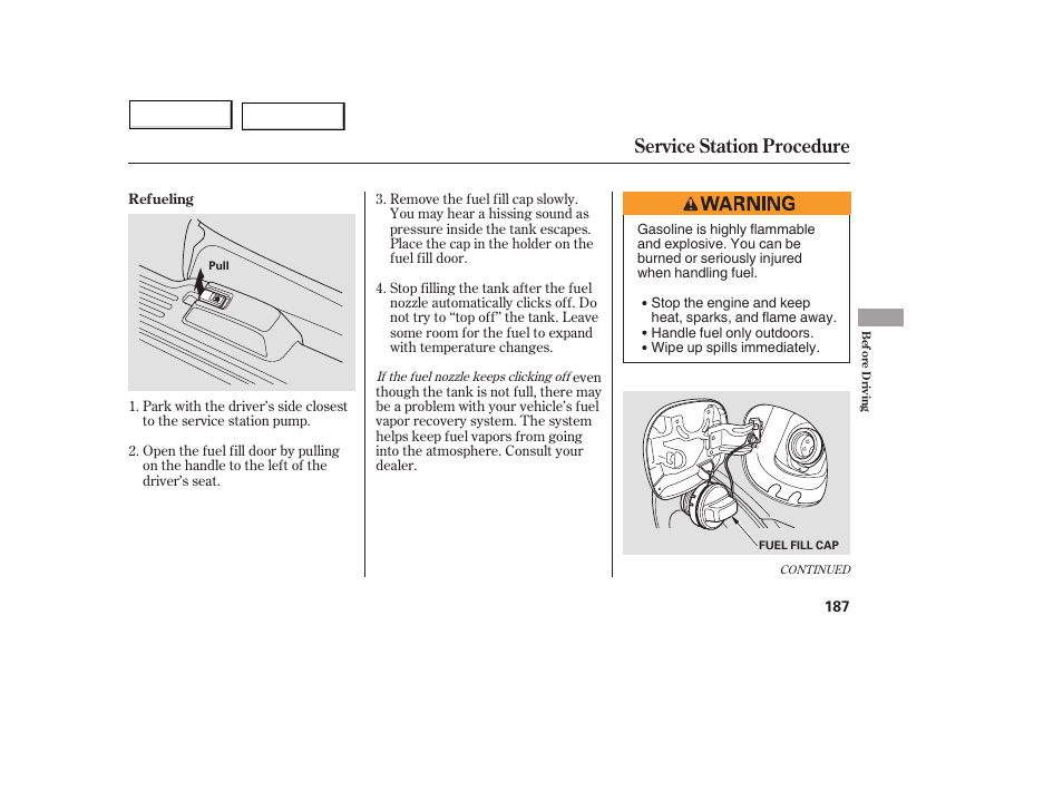 Service station procedure | Acura 2005 MDX - Owner's Manual User Manual | Page 189 / 312