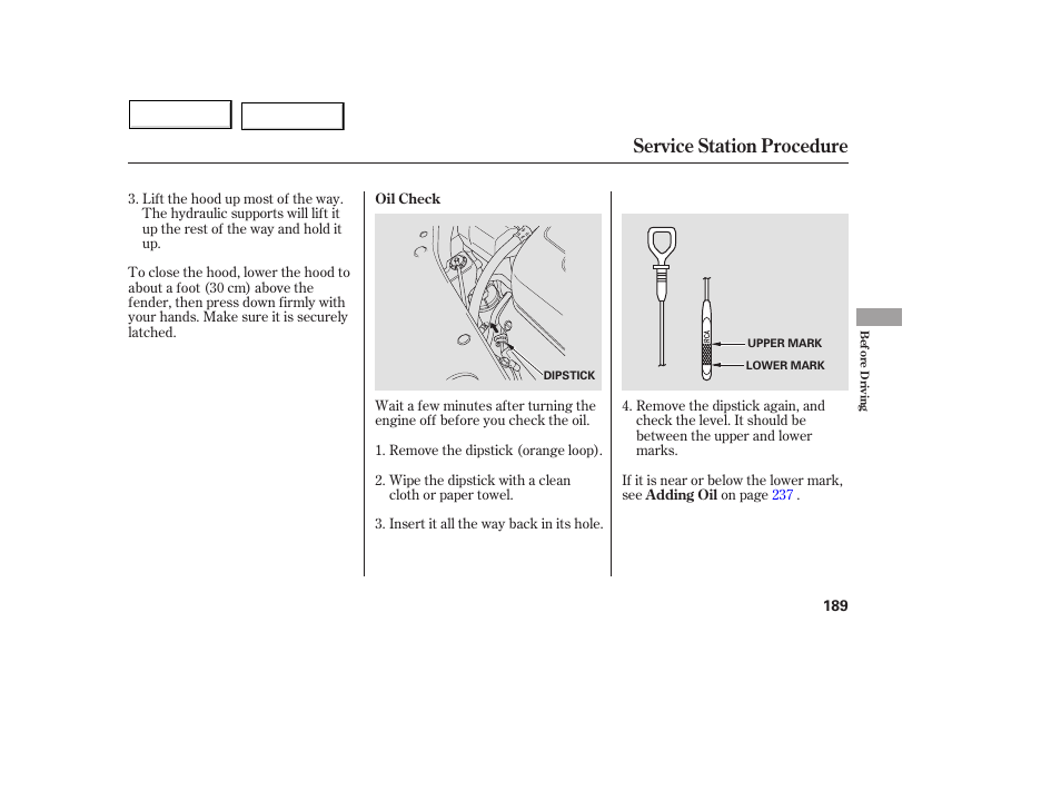 Service station procedure | Acura 2005 MDX - Owner's Manual User Manual | Page 191 / 312