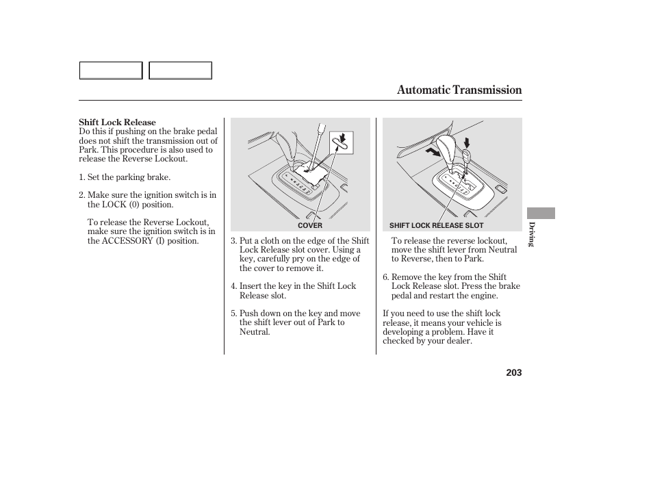 Automatic transmission | Acura 2005 MDX - Owner's Manual User Manual | Page 205 / 312