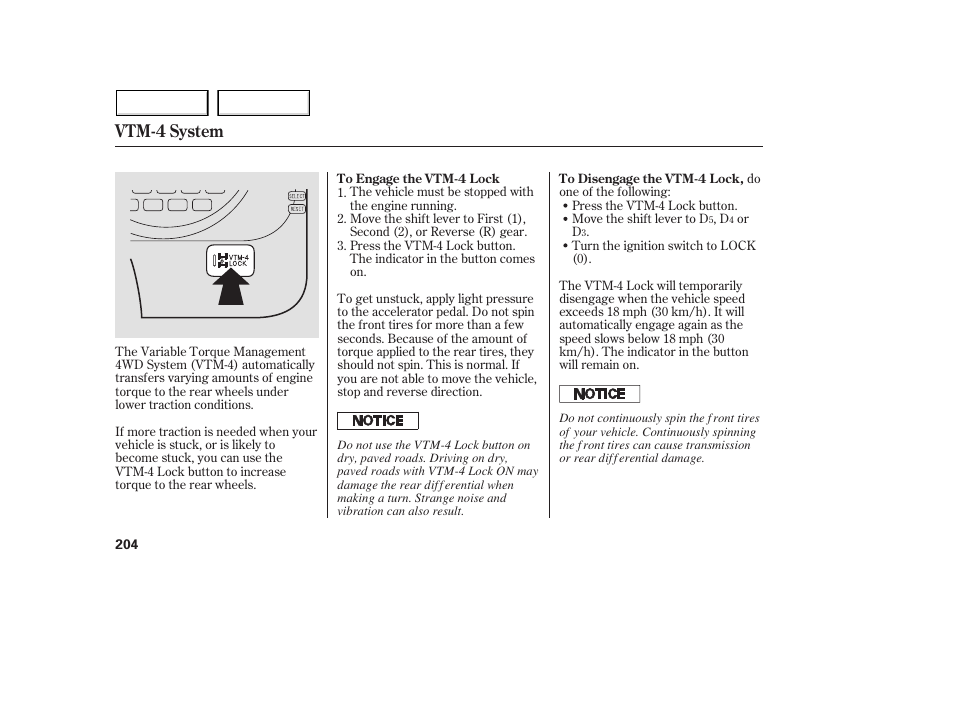 Vtm-4 system | Acura 2005 MDX - Owner's Manual User Manual | Page 206 / 312