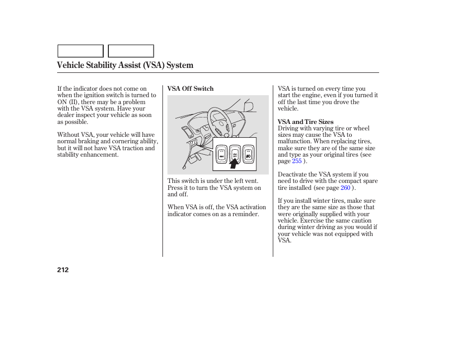 Vehicle stability assist (vsa) system | Acura 2005 MDX - Owner's Manual User Manual | Page 214 / 312