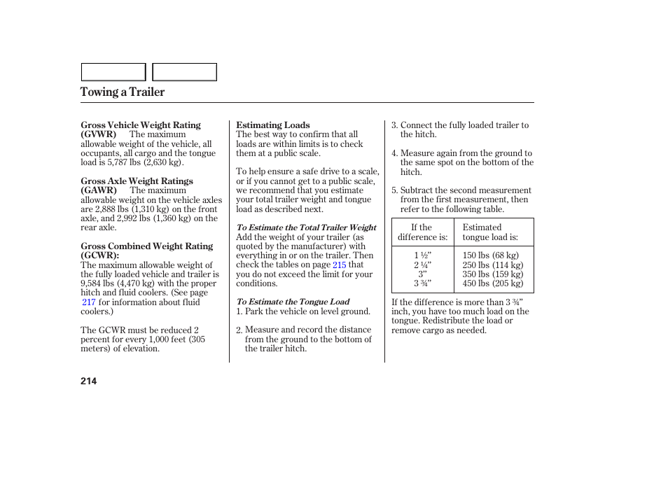Towing a trailer | Acura 2005 MDX - Owner's Manual User Manual | Page 216 / 312
