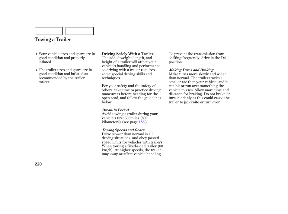 Towing a trailer | Acura 2005 MDX - Owner's Manual User Manual | Page 222 / 312