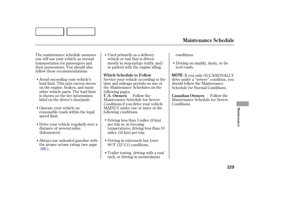 Maintenance schedule | Acura 2005 MDX - Owner's Manual User Manual | Page 231 / 312