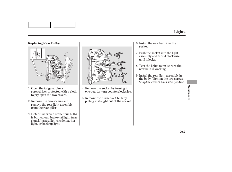 Lights | Acura 2005 MDX - Owner's Manual User Manual | Page 249 / 312