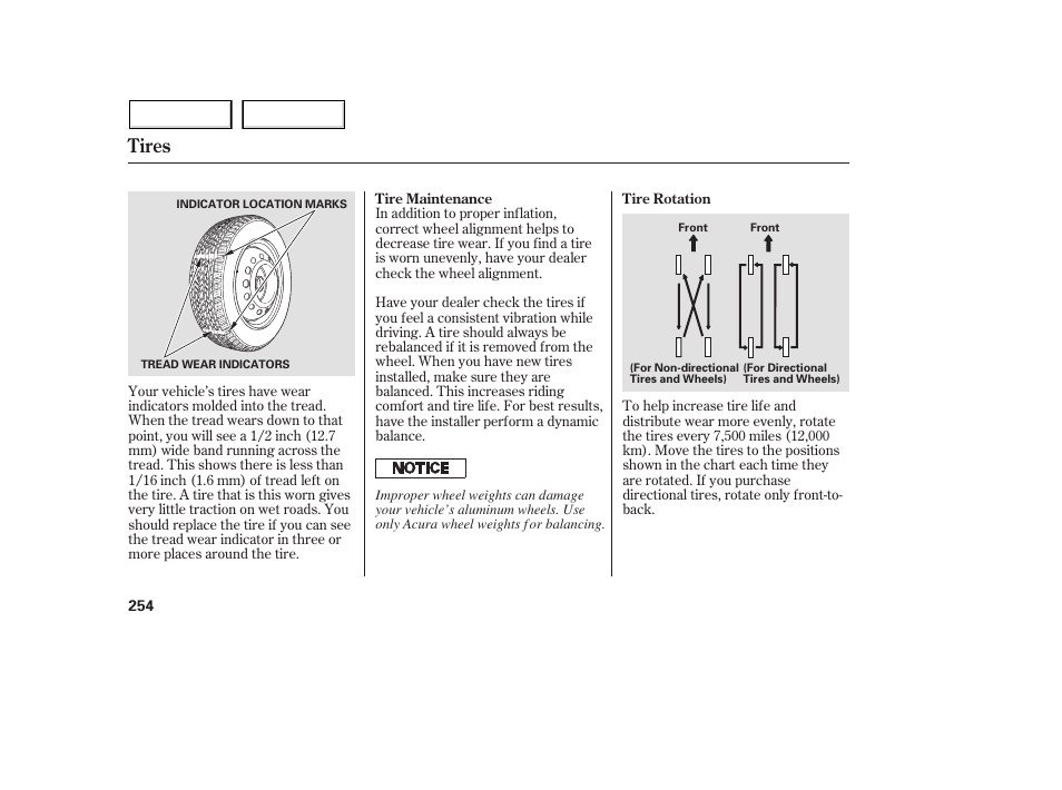 Tires | Acura 2005 MDX - Owner's Manual User Manual | Page 256 / 312
