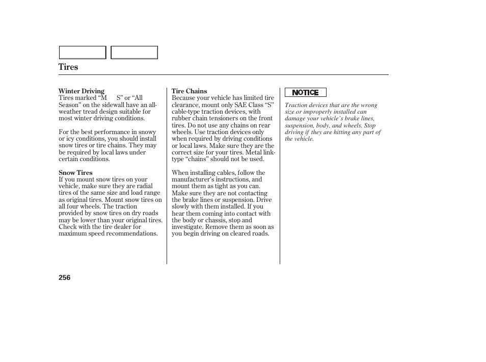Tires | Acura 2005 MDX - Owner's Manual User Manual | Page 258 / 312