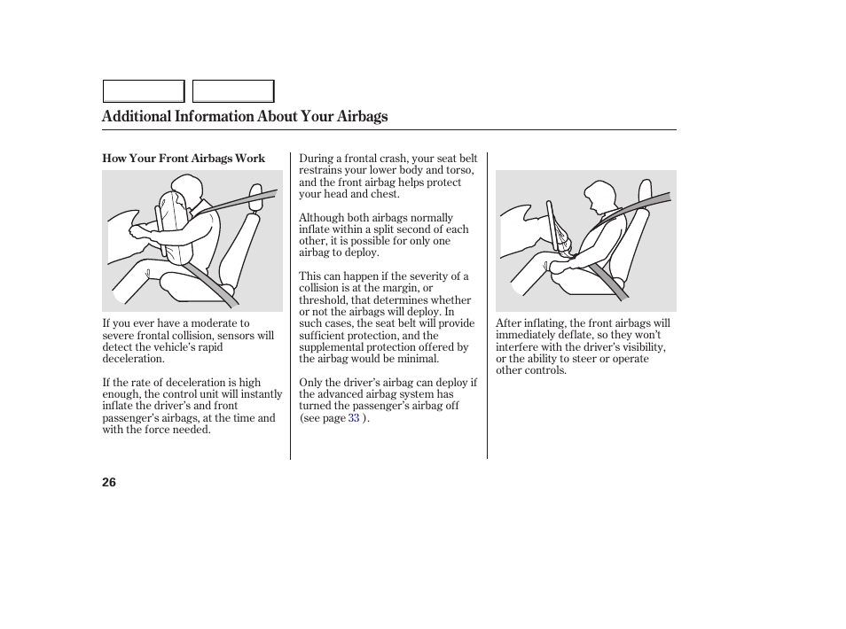 Additional information about your airbags | Acura 2005 MDX - Owner's Manual User Manual | Page 28 / 312