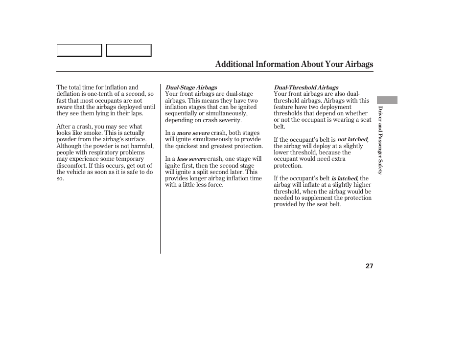 Additional information about your airbags | Acura 2005 MDX - Owner's Manual User Manual | Page 29 / 312