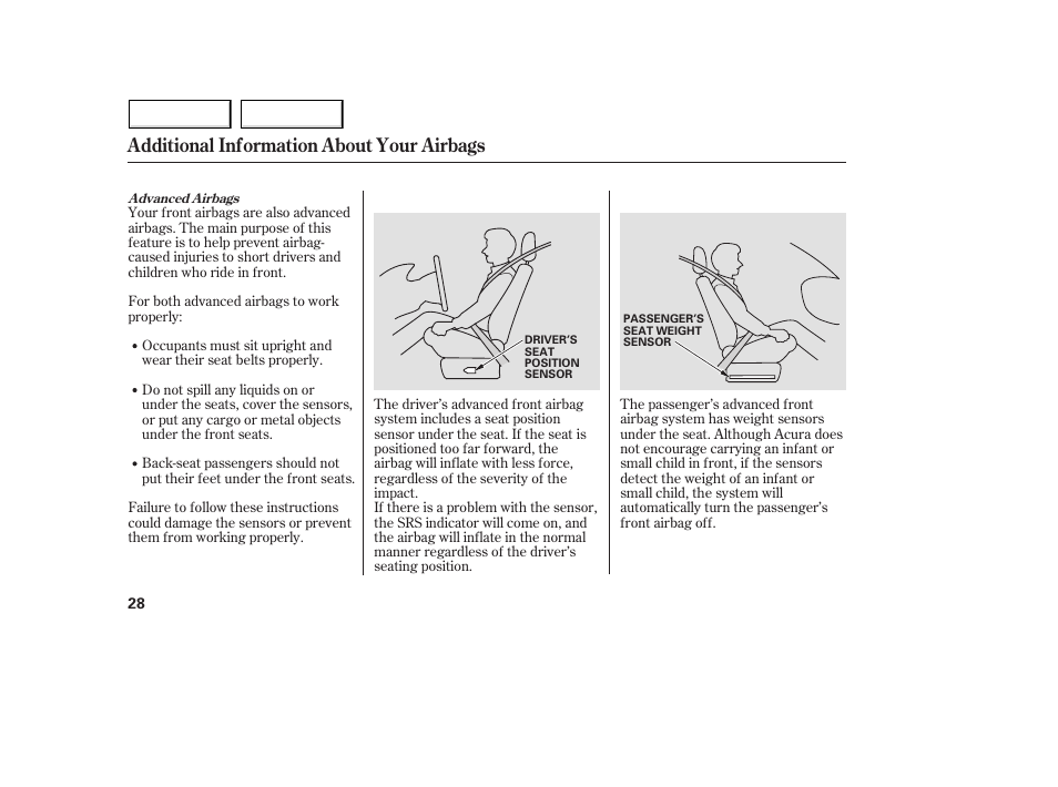 Additional information about your airbags | Acura 2005 MDX - Owner's Manual User Manual | Page 30 / 312