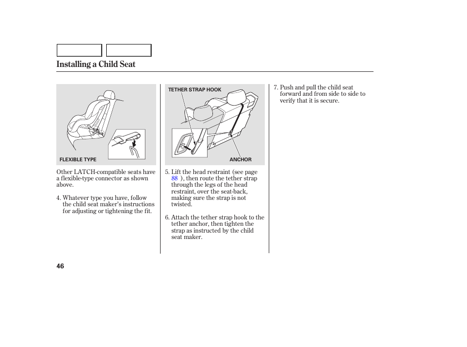 Installing a child seat | Acura 2005 MDX - Owner's Manual User Manual | Page 48 / 312