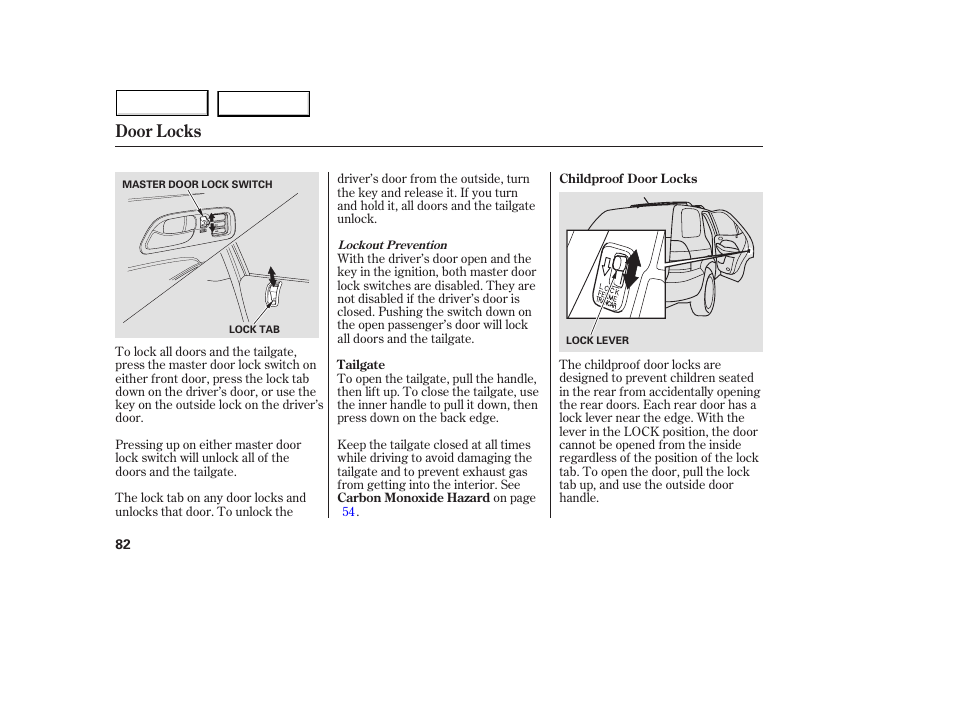Door locks | Acura 2005 MDX - Owner's Manual User Manual | Page 84 / 312