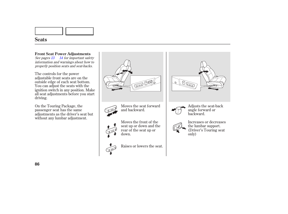 Seats | Acura 2005 MDX - Owner's Manual User Manual | Page 88 / 312