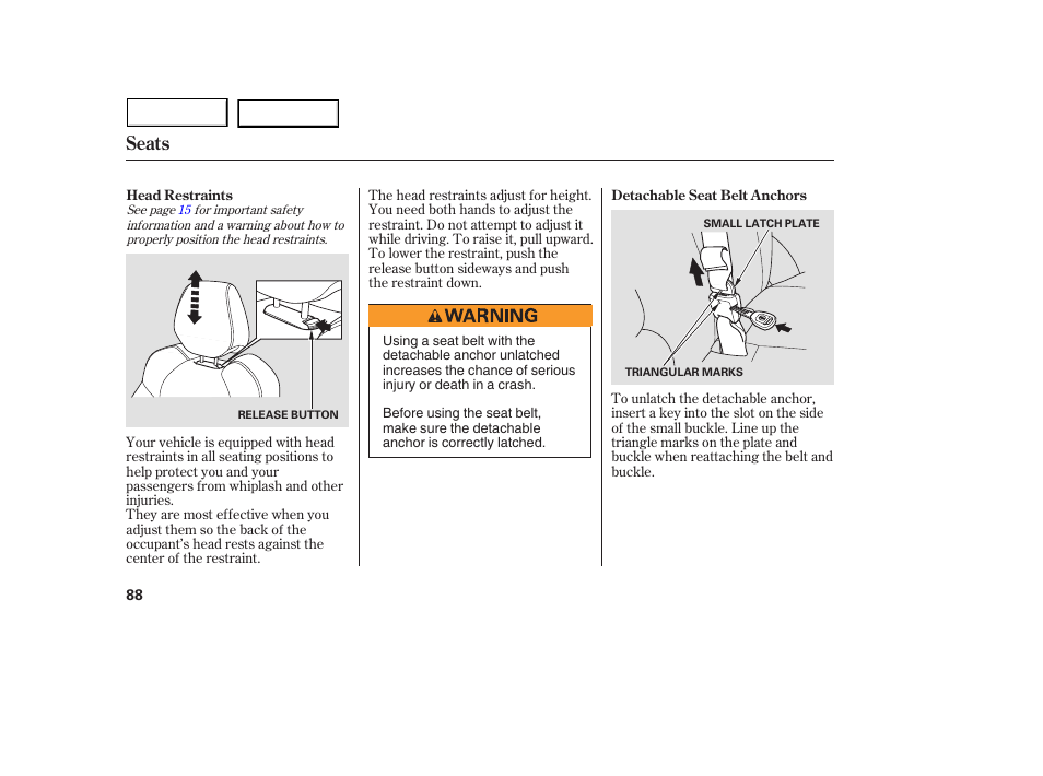 Seats | Acura 2005 MDX - Owner's Manual User Manual | Page 90 / 312