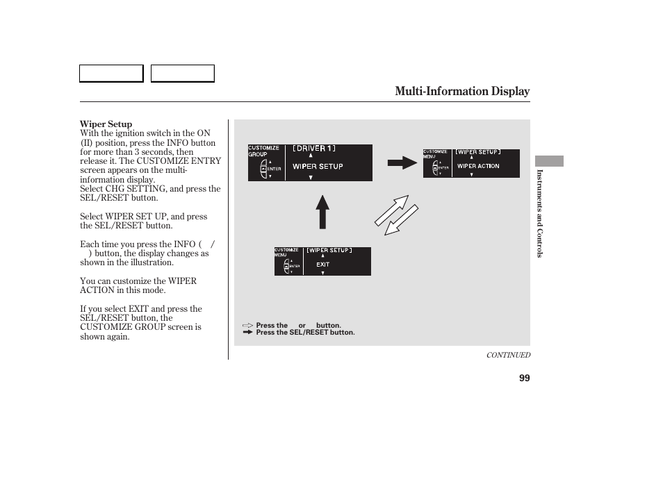 Multi-information display | Acura 2005 RL - Owner's Manual User Manual | Page 100 / 394