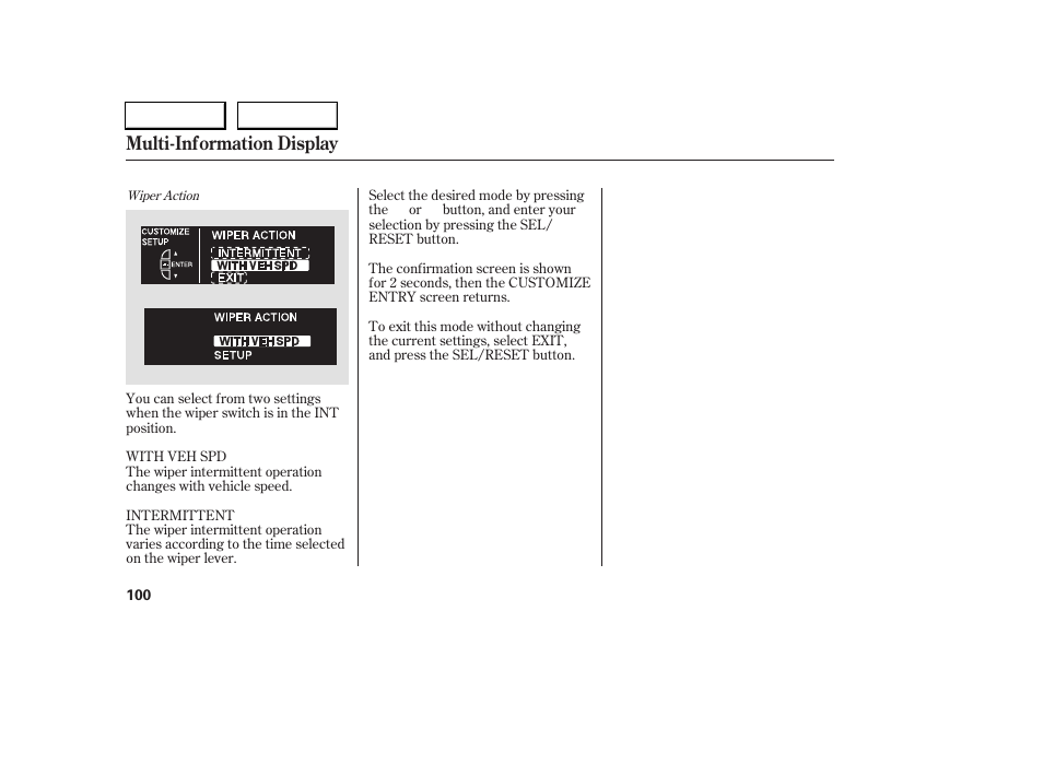 Multi-information display | Acura 2005 RL - Owner's Manual User Manual | Page 101 / 394