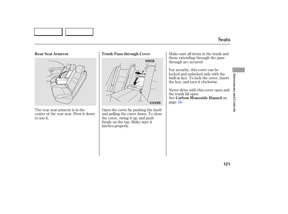 Seats | Acura 2005 RL - Owner's Manual User Manual | Page 122 / 394
