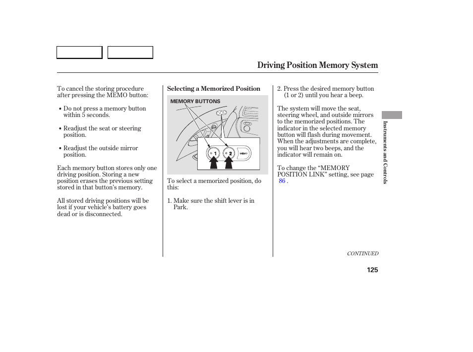 Acura 2005 RL - Owner's Manual User Manual | Page 126 / 394