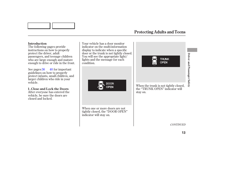 Protecting adults and teens | Acura 2005 RL - Owner's Manual User Manual | Page 14 / 394