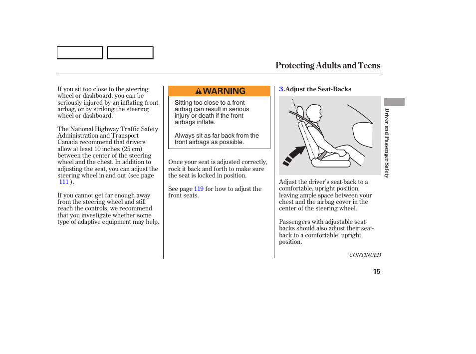 Protecting adults and teens | Acura 2005 RL - Owner's Manual User Manual | Page 16 / 394