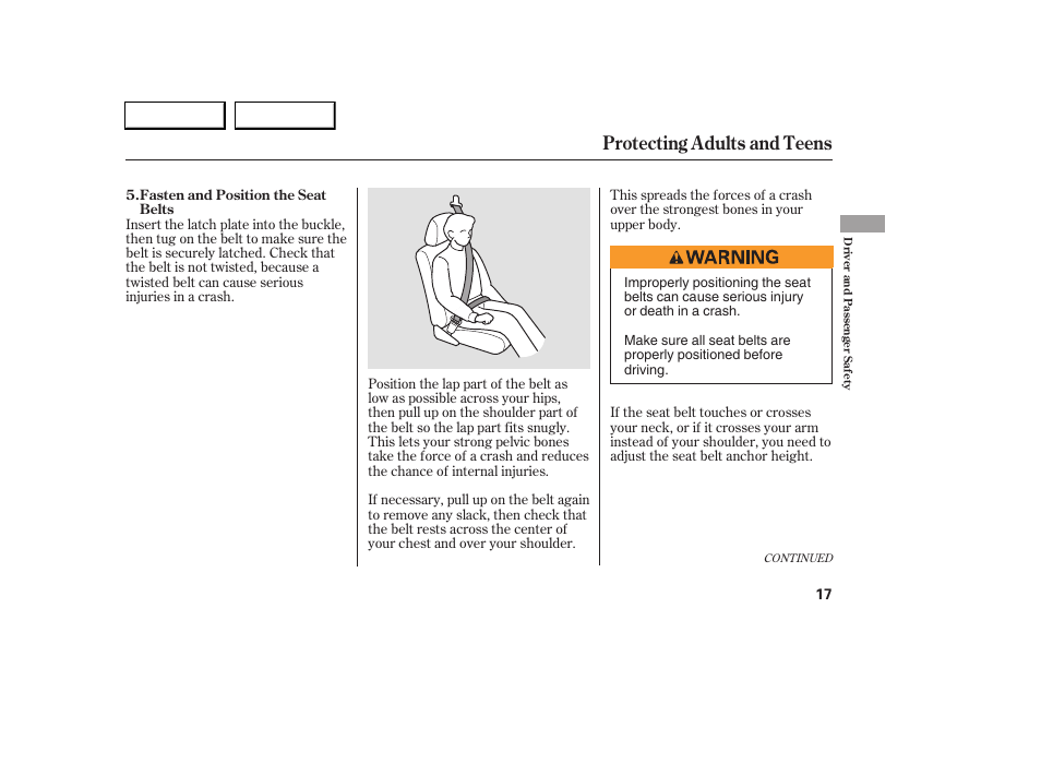 Protecting adults and teens | Acura 2005 RL - Owner's Manual User Manual | Page 18 / 394