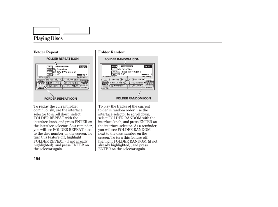 Playing discs | Acura 2005 RL - Owner's Manual User Manual | Page 195 / 394