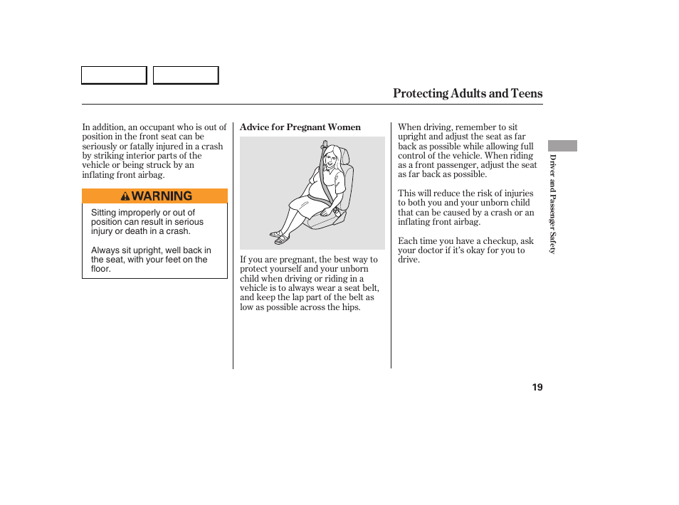 Protecting adults and teens | Acura 2005 RL - Owner's Manual User Manual | Page 20 / 394