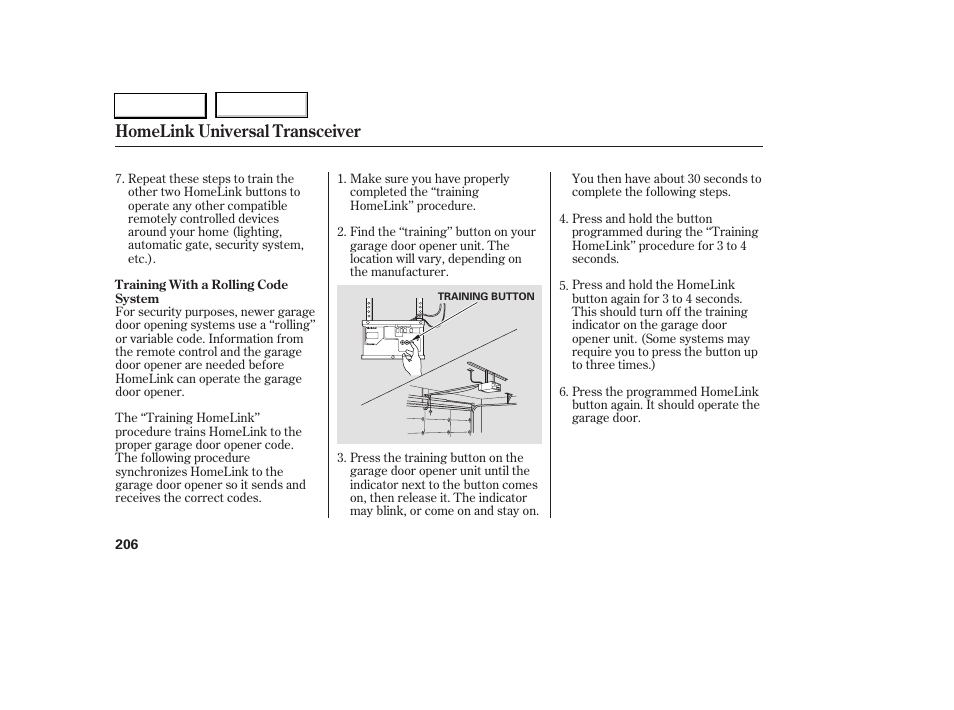 Homelink universal transceiver | Acura 2005 RL - Owner's Manual User Manual | Page 207 / 394