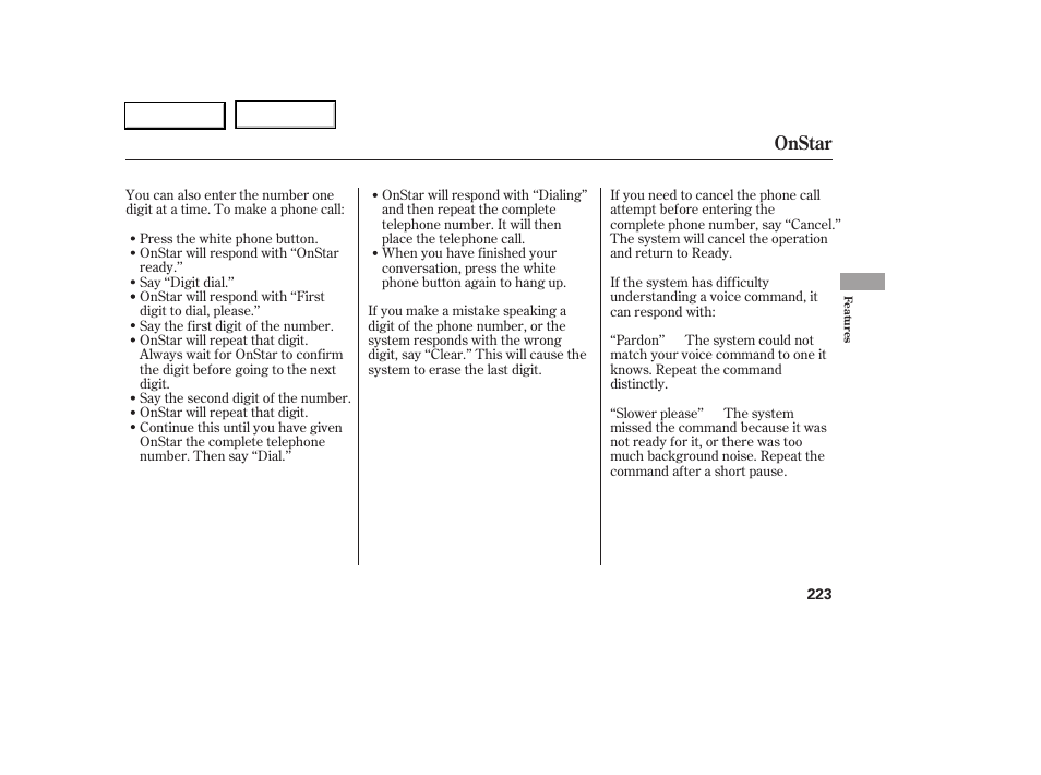 Onstar | Acura 2005 RL - Owner's Manual User Manual | Page 224 / 394