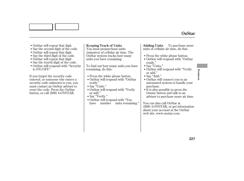 Onstar | Acura 2005 RL - Owner's Manual User Manual | Page 228 / 394