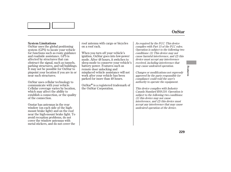 Onstar | Acura 2005 RL - Owner's Manual User Manual | Page 230 / 394