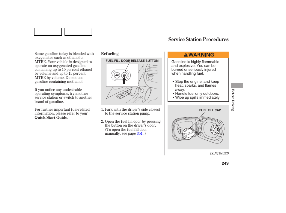 Service station procedures | Acura 2005 RL - Owner's Manual User Manual | Page 250 / 394