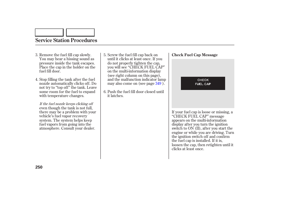 Service station procedures | Acura 2005 RL - Owner's Manual User Manual | Page 251 / 394